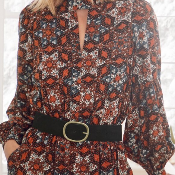 Garnet Hill ~new~ Ballard Swiss-Dot Maxi Dress in Copper Patchwork size Small - Picture 15 of 16